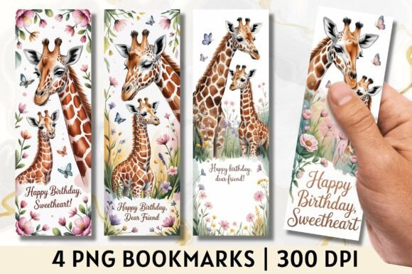 Download Cute Giraffe Birthday Children Bookmark - Premium Bundle