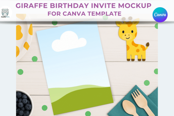 Download Giraffe Birthday Invite Mockup - Canva - Premium Bundle