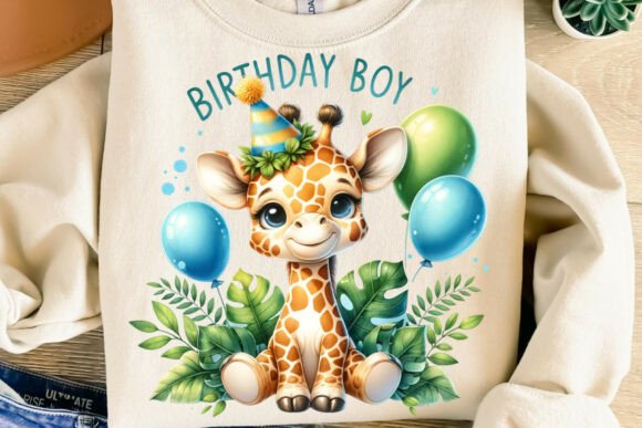 Download Baby Giraffe Birthday Boy Png - Premium Resources