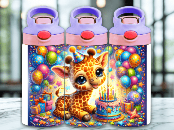 Download Giraffe Birthday Flip Top Kids Tumbler - Premium Resources