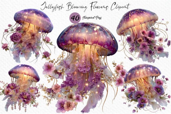Download Jellyfish Blooming Flowers Clipart PNG - Blooming Collection