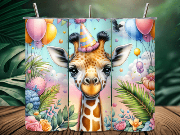 Download Giraffe Birthday Party Fun Tumbler Wrap - Premium Resources