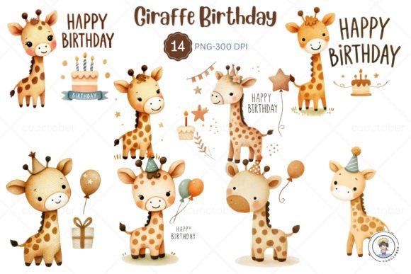 Download Baby Giraffe Birthday Newborn Clipart - Giraffe birthday Collection